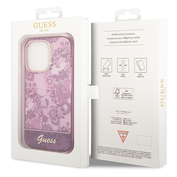 Hülle Guess iPhone 14 Pro 6.1" fuchsia/fuschia hartcase Porzellan Kollektion