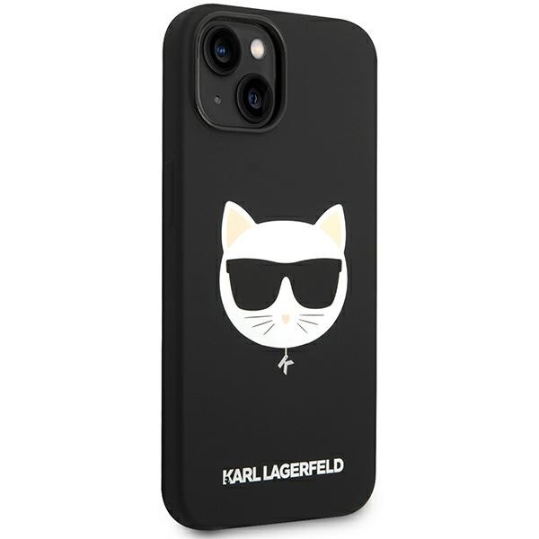 Hülle KARL LAGERFELD Apple iPhone 14 Plus Silikon Choupette Kopf MagSafe Schwarz Hartcase