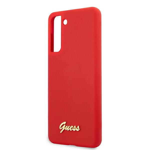 Cover GUESS Samsung Galaxy S21 Plus Silicone Script Metal Logo GUHCS21MLSLMGRE Rosso Hardcase