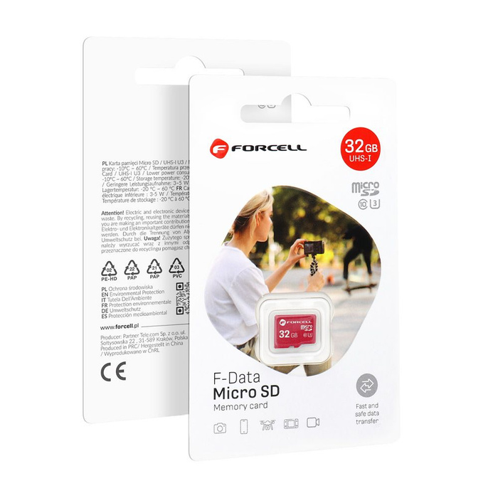Karta microSD 32GB U3 class 10 Forcell F-Data czerwona