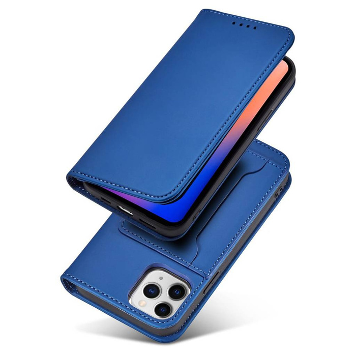 Custodia per carte magnetiche per iPhone 12 Pro Max Porta carte Portafoglio porta carte blu