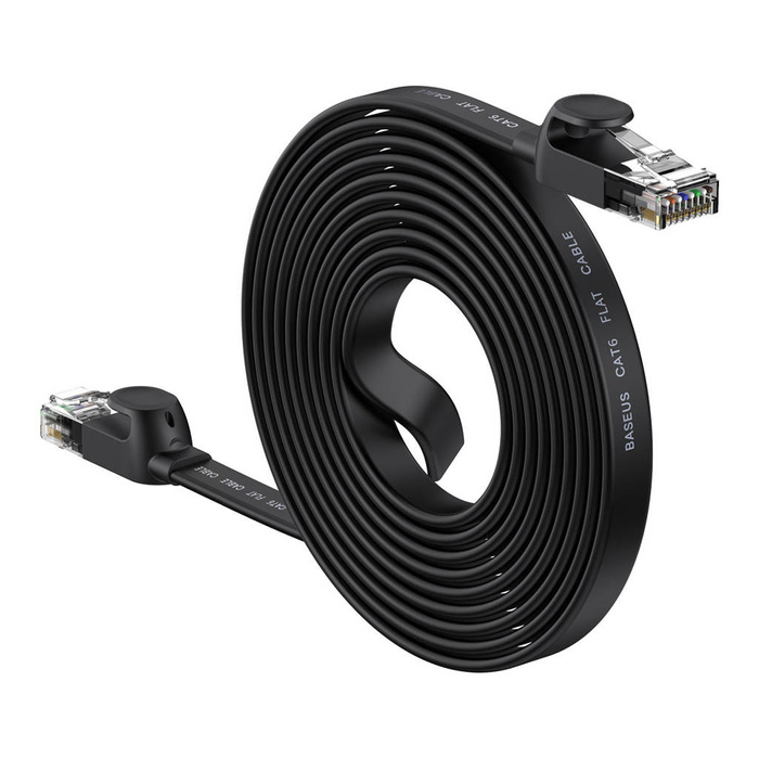 Baseus Speed Six kabel síťový plochý RJ45 1000Mbps 10m černý (WKJS000201)