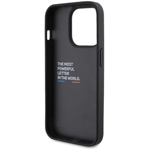 Cover BMW BMHCP15L22PTDK iPhone 15 Pro 6,1" nero/nero Timbro in pelle Tricolore Case