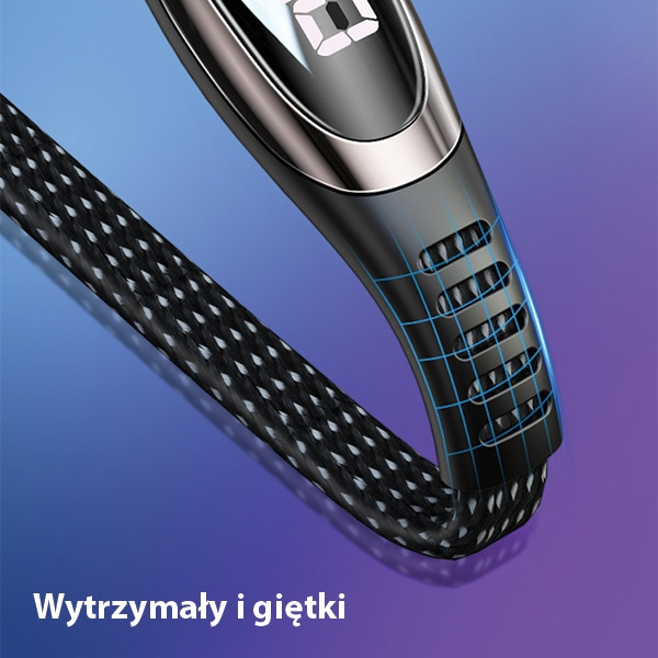 Kábel Opletený USAMS Lightning 2A Rýchle nabíjanie LED 1,2 m čierny