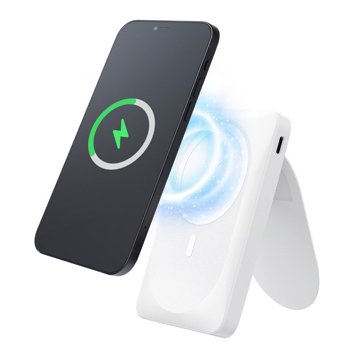 Powerbank zgodny z MagSafe Forcell F-Energy MagStand F10K2 QC3.0 PD 5A 20W 10000 mAh biały