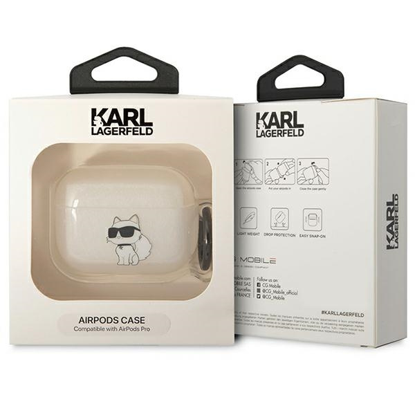 Karl Lagerfeld KLAPHNCHTCT Airpods Pro cubierta transparente Ikonik Choupette