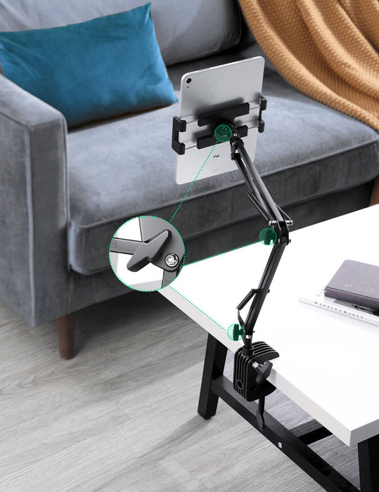 Ugreen Halterung Stativ Klapparm für Tisch Schreibtisch für Handy Tablet schwarz-grau (50394)
