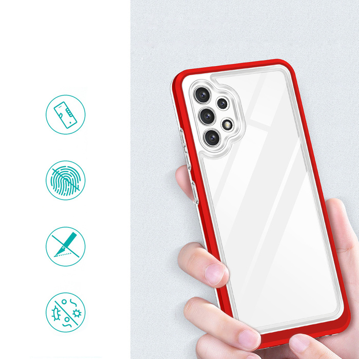 Clear 3in1 Case for Samsung Galaxy A32 5G Frame Gel Cover Red