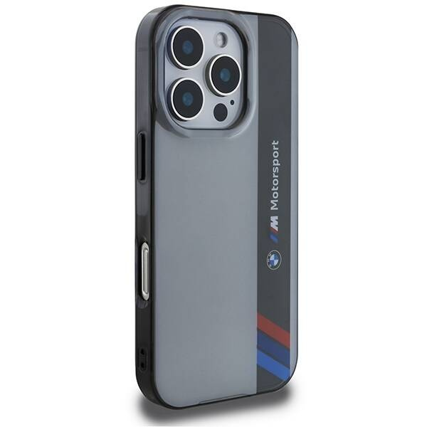 Hülle BMW iPhone 16 Pro 6.3" grau/grau hartcase Motosport IML Vertical Stripe
