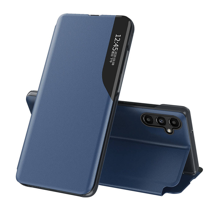 Obal Eco Leather View Case obal pro Samsung Galaxy A14 s flipovým stojánkem modrý Case