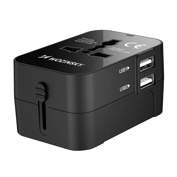 Wozinsky WUTWC Reiseadapter universal 24W EU / US / AUS / UK / 2x USB-A - Schwarz