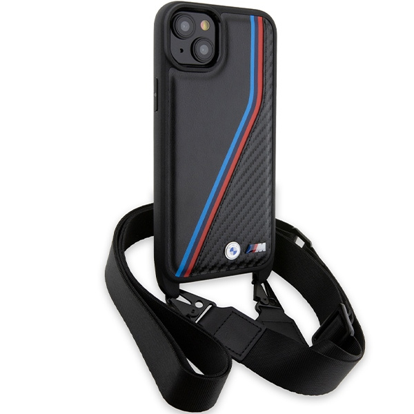 Cover Bmw Bmhcp15s23psvtk IPhone 15 / 14 / 13 Nero/nero Hardcase M Edition Carbon Tricolor Lines &amp; Strap Case