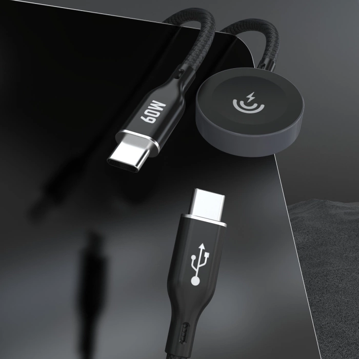 Dudao A12MaxC PD60W 2-in-1-Ladegerät für Apple Watch / USB-C – Schwarz