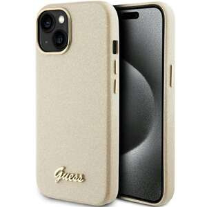Guess GUHCP15SPGMCSD iPhone 15 6.1" gold/light gold hardcase Glitter Glossy Script