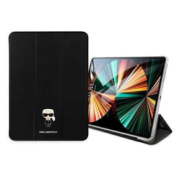 Hülle KARL LAGERFELD Apple iPad 12.9 Pro 2021 Buchdeckel Saffiano Karl Iconic Schwarz Case