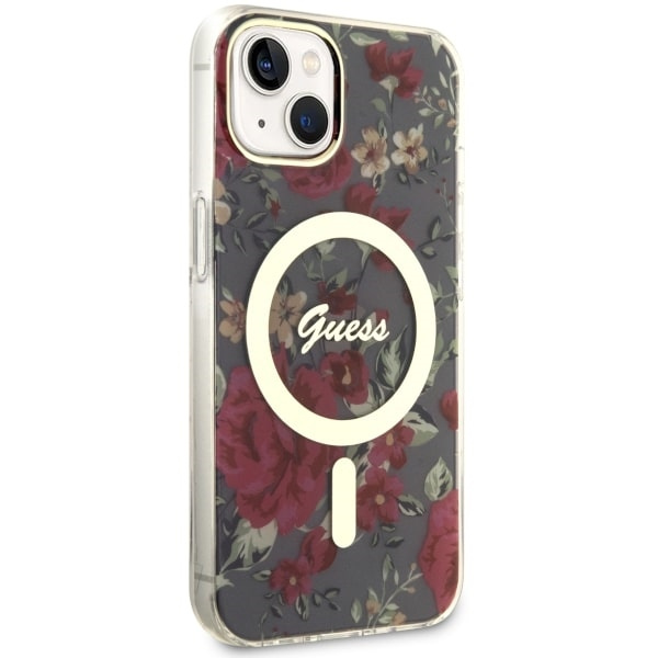 Coque Guess GUHMP14MHCFWSA iPhone 14 Plus 6.7" vert/kaki rigidecase Flower MagSafe Case