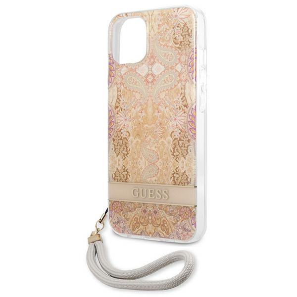 Case GUESS Apple iPhone 13 Mini Flower Strap Gold Hardcase