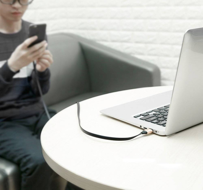 Câble plat Baseus Nimble Câble USB / USB-C avec support 2A 0.23M noir (CATMBJ-01)