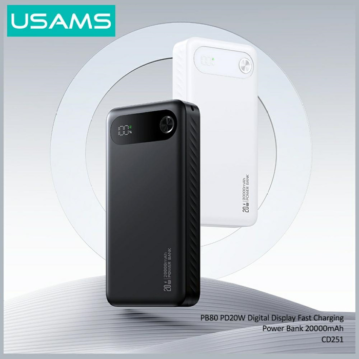 Powerbank USAMS PB80 PD20W 20000mAh      czarny