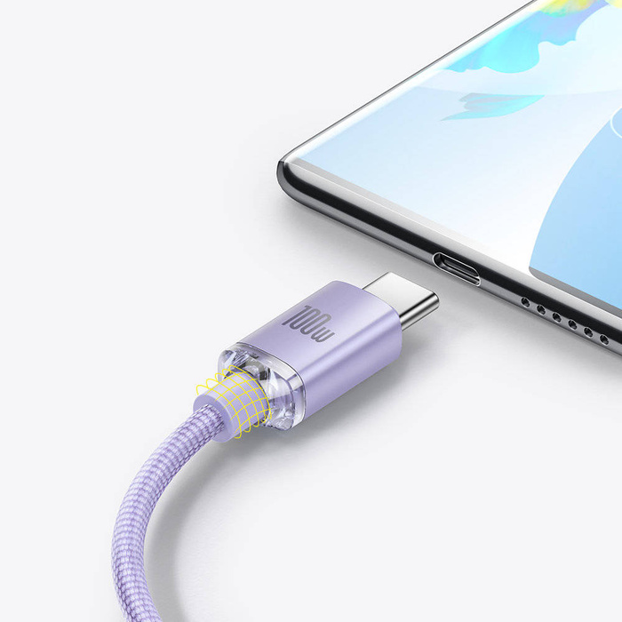 Baseus crystal shine series fast charging data cable USB Type A to USB Type C 100W 2m purple (CAJY000505)