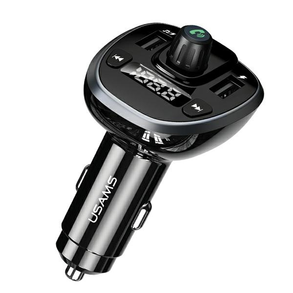 USAMS Handsfree Set With FM Transmitter Bluetooth 5.0 MP3 Player Charger 2xUSB 3.4A