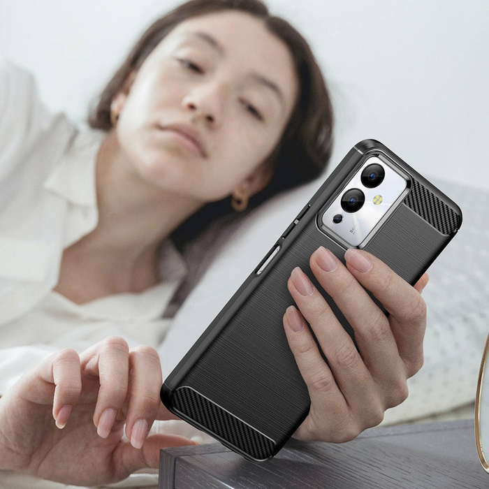 Pouzdro Carbon Case pro flexibilní silikonový karbonový kryt Infinix Note 12i černý