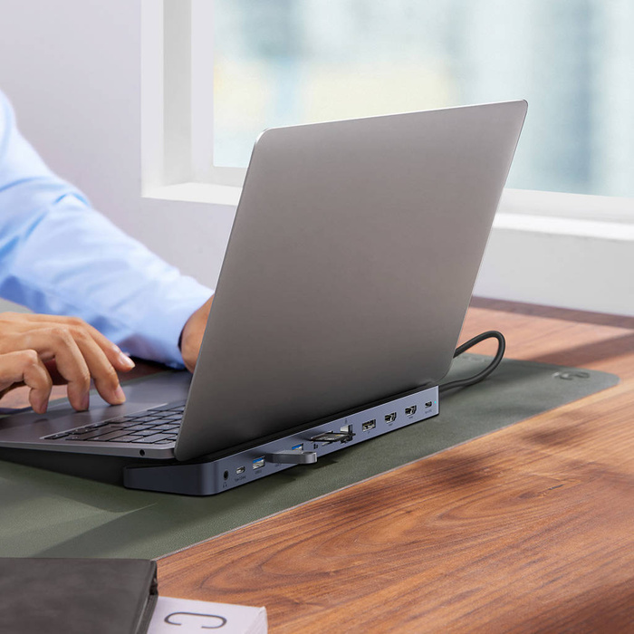 Baseus EliteJoy Gen2 HUB USB universal 12 en 1 con cable USB-C Soporte para portátil de 25 cm USB-A / USB-C / DP / HDMI / SD / TF / RJ45 / conector de 3,5 mm / PD 100 W gris (WKSX030213)