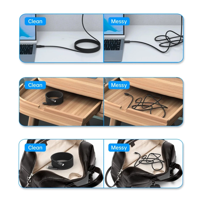 Choetech XCC-1051 magnetisches USB-C / USB-C PD 3.1-Kabel 240 W 1,8 m – schwarz