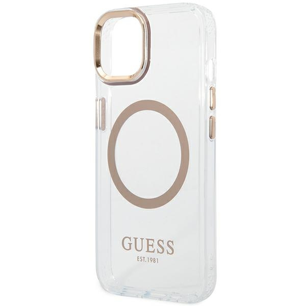 Guess GUHMP14SHTRMD iPhone 14 6.1" gold/gold hart case Metallumriss MagSafe