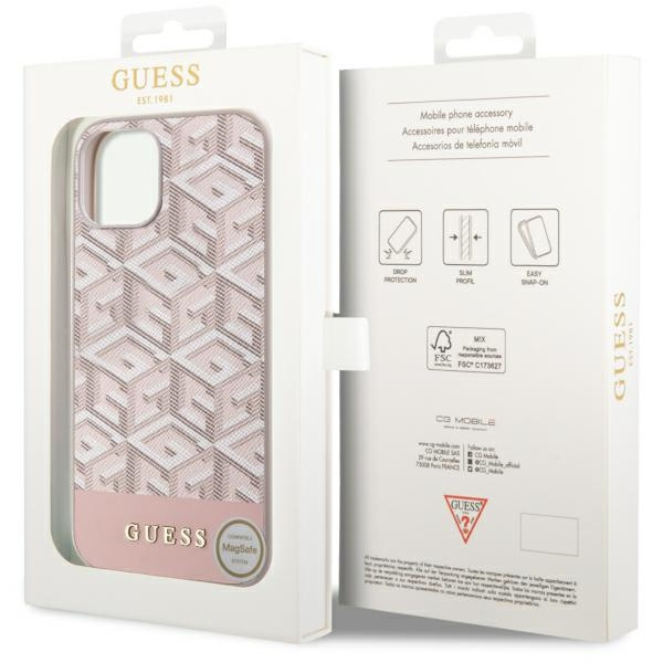 Funda Guess GUHMP14SHGCFSEP iPhone 14 6.1" rosa/rosa duro case GCube Stripes MagSafe Case