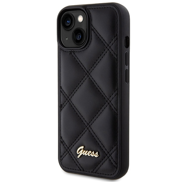 Etui Guess GUHCP15SPSQSQSK iPhone 15 6.1" czarny/black hardcase Quilted Metal Logo Case