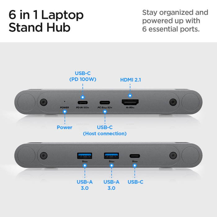 Spigen LD204H LAPTOPSTÄNDER HUB SPACE GREY