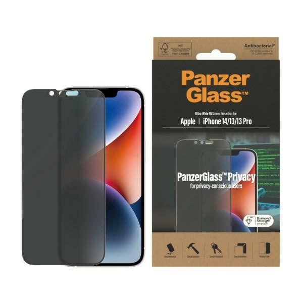 PanzerGlass Ultra-Wide Fit iPhone 14 / 13 Pro / 13 6.1" Privatsphäre Bildschirm Schutz Antibakteriell P2771