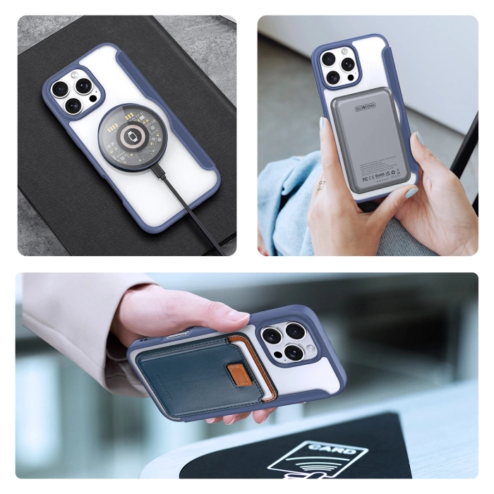 Dux Ducis Skin X Pro Hülle für iPhone 16 Pro mit MagSafe und Klappe – Blau