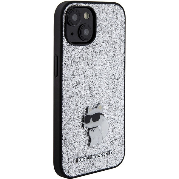 Karl Lagerfeld KLHCP15SGCNPSG iPhone 15 6.1" plateado/plateado durocase Fijo Glitter Choupette Logo Metal Pin