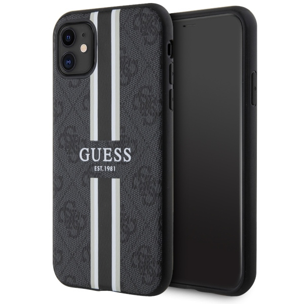 Coque Guess GUHMN61P4RPSK iPhone 11 / Xr noir/noir durcase 4G Printed Stripes MagSafe Case