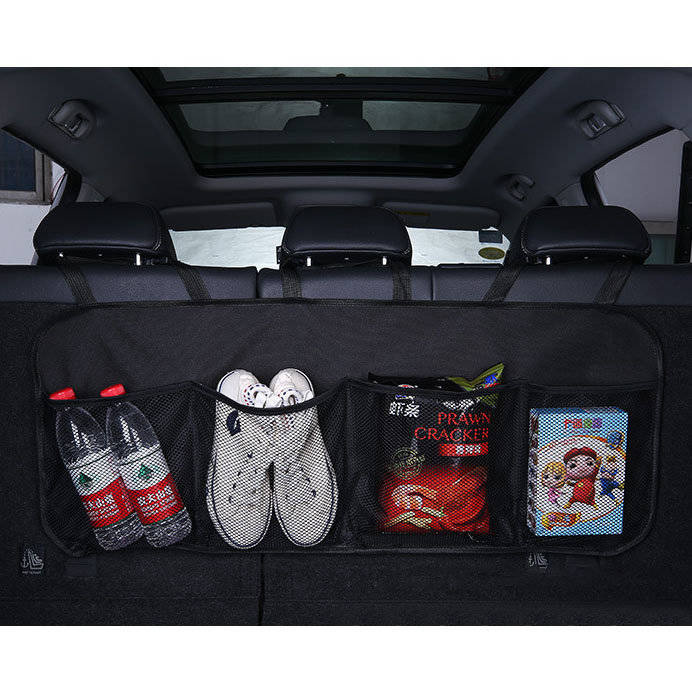 Car organizer on the back of the rear seat for the trunk black