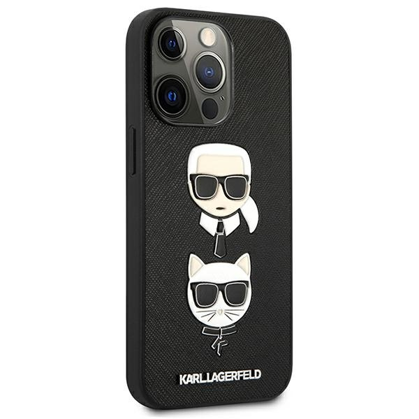 KARL Pouzdro černé Case Apple iPhone 13 Pro Book Saffiano Karl & Choupette