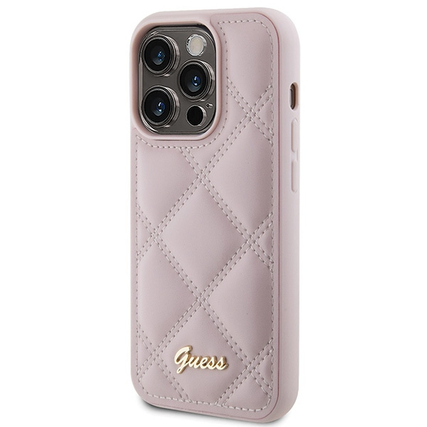 Etui Guess GUHCP15XPSQSQSP iPhone 15 Pro Max 6.7" różowy/pink hardcase Quilted Metal Logo Case