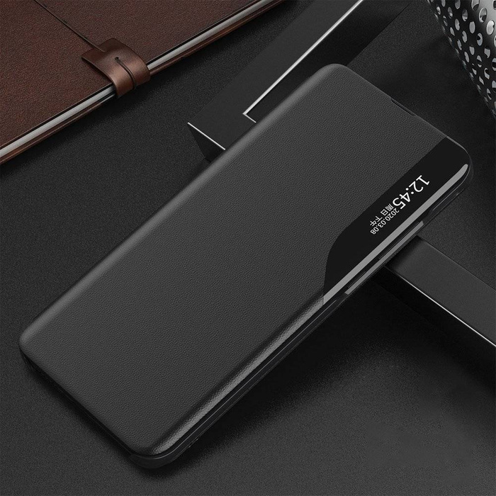 Eco Leather View Case elegantní pouzdro pouzdro s flipovým krytem a funkcí stojánku Samsung Galaxy A72 4G černé