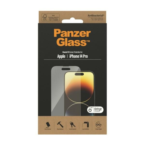 PanzerGlass Classic Fit iPhone 14 Pro 6.1" Bildschirm Schutz Antibakteriell 2768