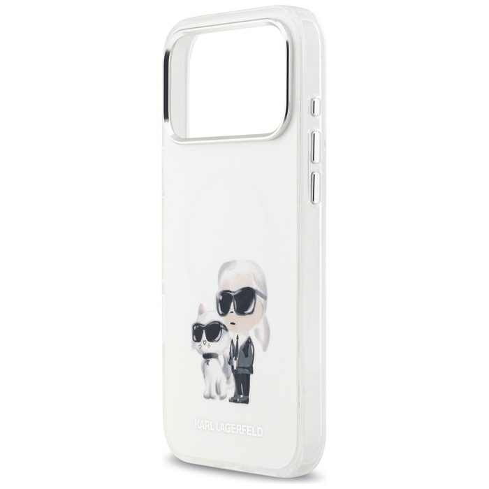 Etui Karl Lagerfeld IML Aquarelle Karl   & Choupette & Logo MagSafe do iPhone 17 Pro Max biały