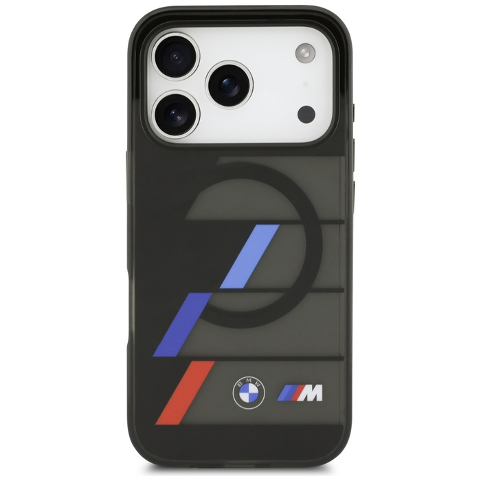 Etui BMW M IML Metal Buttons Tricolor    Lines MagSafe do iPhone 17 Pro Max czarny