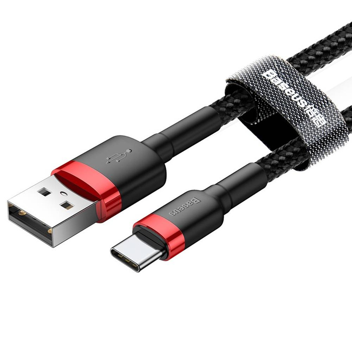Baseus Cafule Kabel strapazierfähiges Nylonkabel USB / USB-C QC3.0 3A 0.5M schwarz-rot (CATKLF-A91)