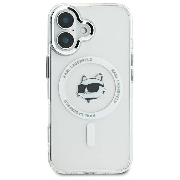 Etui Karl Lagerfeld iPhone 16 Plus 6.7" biały/white hardcase IML Metal Choupette Head MagSafe