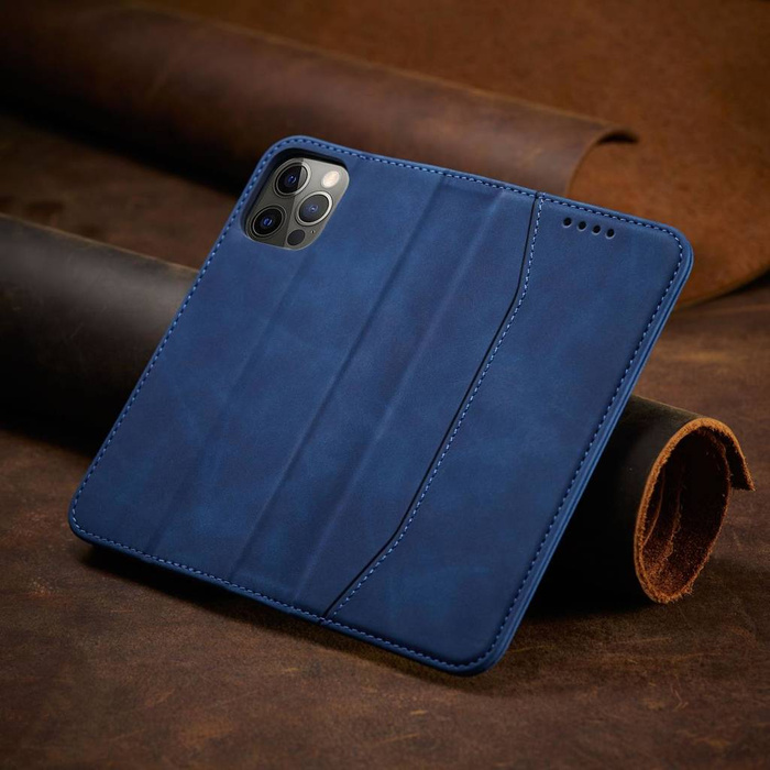 Magnet Fancy Case Hülle für iPhone 12 Pro Max Tasche Kartenetui Kartenständer Blau