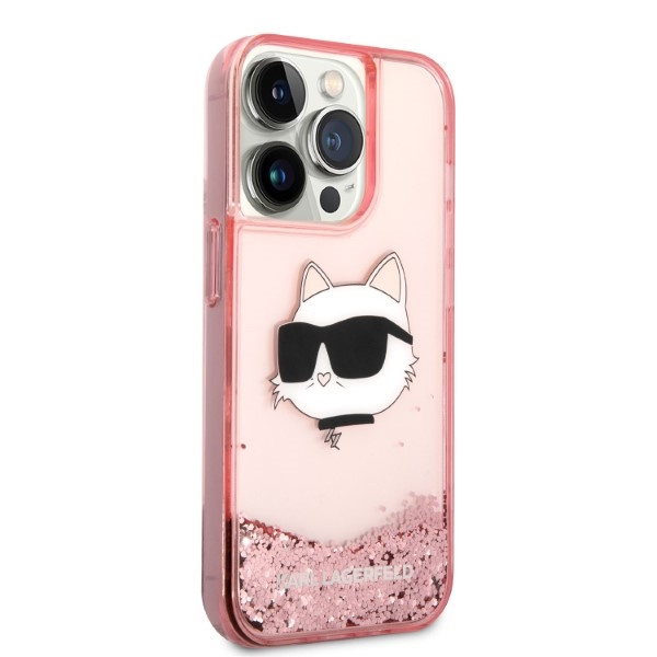 Karl Lagerfeld KLHCP14LLNCHCP iPhone 14 Pro 6,1" pink/pink hardcase Glitter Choupette Head