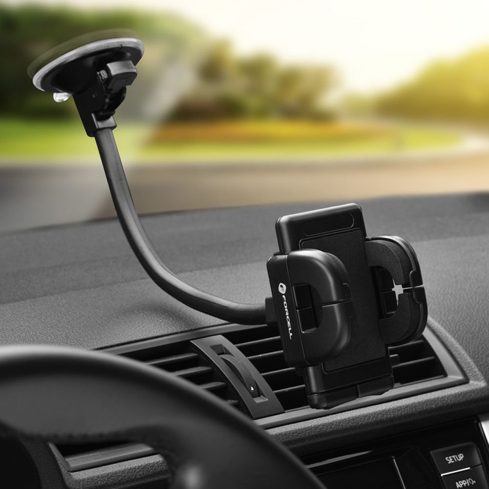 Uchwyt na telefon do samochodu uniwersalny Forcell F-Grip Regular 27 cm do szyby / deski / kratki czarny