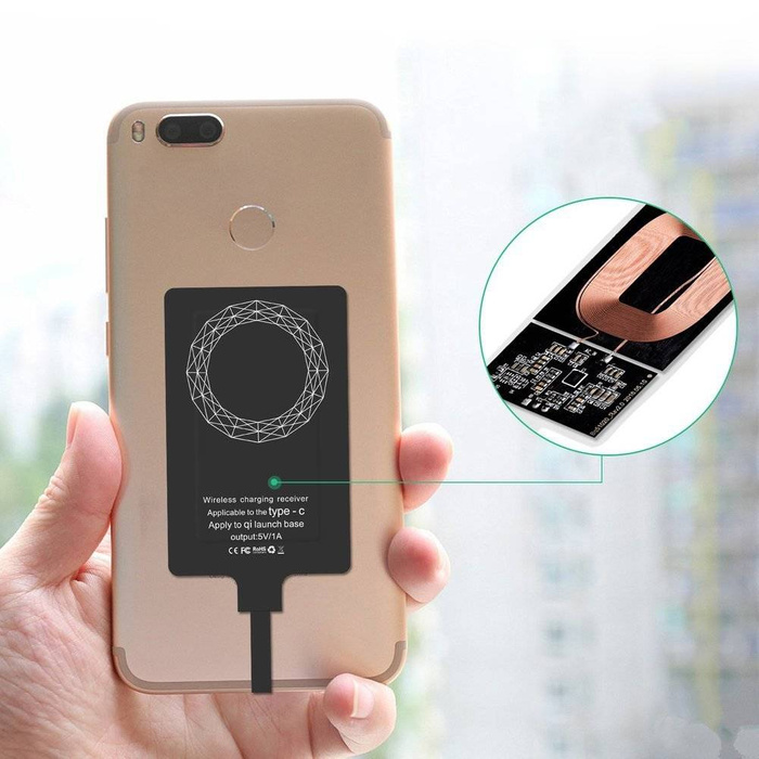 [PO VYPRODÁNÍ] Choetech bezdrátový Qi nabíjecí adaptér USB typu C indukční vložka černá (WP-TYPEC)