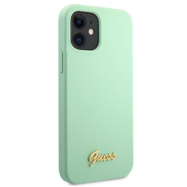 Pouzdro GUESS Apple iPhone 12 Mini Metal Logo Script GUHCP12SLSLMGGN Green Hardcase